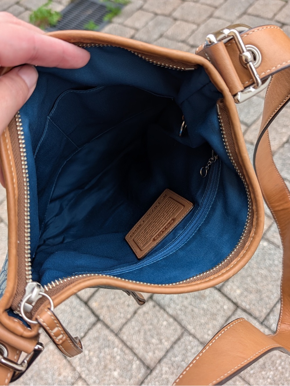 COACH Y2K Signature Jacquard Blue Logo Crossbody Purse - Picture 4 of 4